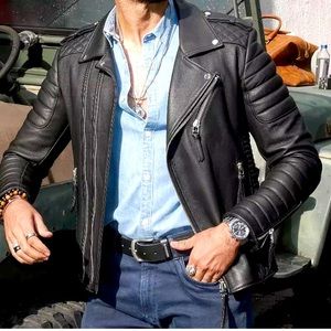 Black real leather jacket. New! Worn once